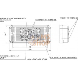 Feu arrière multifonction LED rectangle universel, 12-24V, 107.4x46.7x23mm, Kramp | KRAMP Feu arrière multifonction LED rectangl