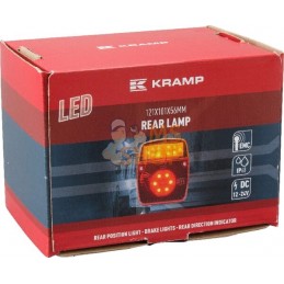 Feu arrière multifonction LED carré, 12-24V, 121x101x56mm, 5-fiches, Kramp | KRAMP Feu arrière multifonction LED carré, 12-24V, 