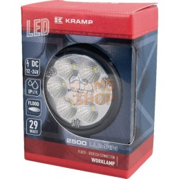 Phare de travail LED rond 29W 2500lm, 10/30V, Ø 117mm faisceau large prise Deutsch 6 LED Kramp | KRAMP Phare de travail LED rond