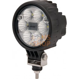 Phare de travail LED rond 24W 1500lm, 10/30V, Ø 117mm faisceau large prise Deutsch 6 LED Kramp | KRAMP Phare de travail LED rond