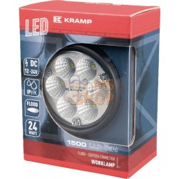 Phare de travail LED rond 24W 1500lm, 10/30V, Ø 117mm faisceau large prise Deutsch 6 LED Kramp | KRAMP Phare de travail LED rond