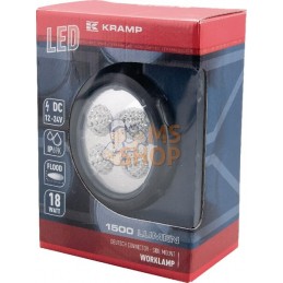 Phare de travail LED rond 18W 1500lm, 10/30V, Ø 117mm faisceau large prise Deutch 6 LED Kramp | KRAMP Phare de travail LED rond 