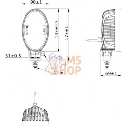 Phare de travail LED, 24 W, 2240 lm, ovale, faisceau large , Kramp | KRAMP Phare de travail LED, 24 W, 2240 lm, ovale, faisceau 