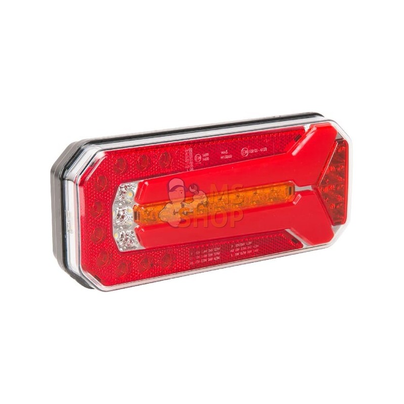 Feu arrière multifonction LED, rectangulaire, 12-24V, 236x104x61.5mm, 5 fiches, Kramp | KRAMP Feu arrière multifonction LED, rec