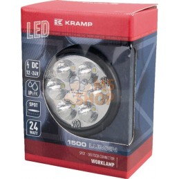 PhaPhare de travail LED rond 24W 1500lm, 10/30V, Ø 117mm longue portée prise Deutsch 6 LED Kramp | KRAMP PhaPhare de travail LED