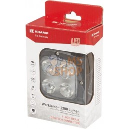 Phare de travail LED, 20 W, 2200 lm, carré, 10-80 V, faisceau large, Kramp | KRAMP Phare de travail LED, 20 W, 2200 lm, carré, 1