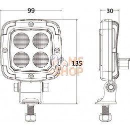 Phare de travail LED, 20 W, 2200 lm, carré, 10-80 V, faisceau large, Kramp | KRAMP Phare de travail LED, 20 W, 2200 lm, carré, 1