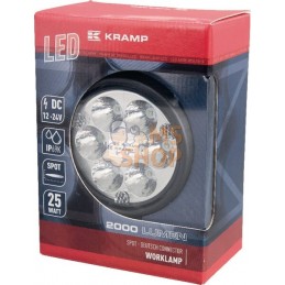 Phare de travail LED rond 25W 2000lm, 10/30V, Ø 117mm très longue portée prise Deutsch 6 LED Kramp | KRAMP Phare de travail LED 