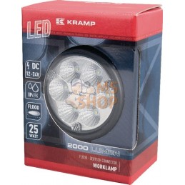 Phare de travail LED rond 25W 2000lm,10/30V, Ø 117mm, faisceau large 6 LED Kramp | KRAMP Phare de travail LED rond 25W 2000lm,10