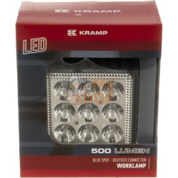 Feu de travail LED 27W 500lm - bleu - cable Spot/connexion Deutsch | KRAMP Feu de travail LED 27W 500lm - bleu - cable Spot/conn