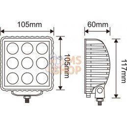 Feu de travail LED 27W 500lm - bleu - cable Spot/connexion Deutsch | KRAMP Feu de travail LED 27W 500lm - bleu - cable Spot/conn