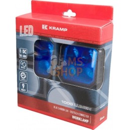 Phare de travail LED 2x set, 9W, 1000lm, carré, 10/30V, bleu, prise Deutsch, 4 LED, Kramp | KRAMP Phare de travail LED 2x set, 9