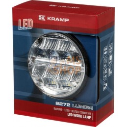 Phare de travail LED rond 24W 2272lm, 9-36V, Ø 128mm faisceau large prise Deutsch 16 LED Kramp | KRAMP Phare de travail LED rond