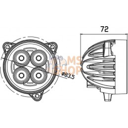 Phare de travail LED, 40 W, 4800 lm, rond, faisceau large, Kramp | KRAMP Phare de travail LED, 40 W, 4800 lm, rond, faisceau lar