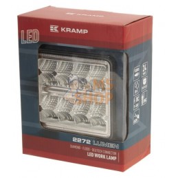 Phare de travail LED carré 24W 2272lm, 9-36V, 114x128mm, faisceau large 2 prises Deutsch 16 LED Kramp | KRAMP Phare de travail L