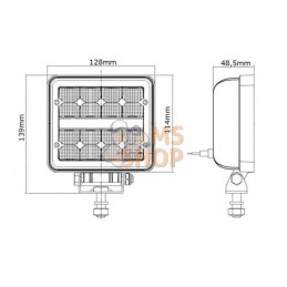 Phare de travail LED carré 24W 2272lm, 9-36V, 114x128mm, faisceau large 2 prises Deutsch 16 LED Kramp | KRAMP Phare de travail L