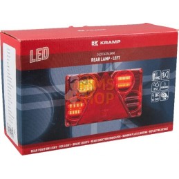 Feu arrière LED rectangle gauche12-24V, 232x142x59mm, 5-fiches, Kramp | KRAMP Feu arrière LED rectangle gauche12-24V, 232x142x59