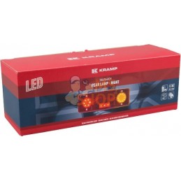 Feu arrière LED rectangulaire droit, 12-24V, 287.6x100.5x65mm 5 fiches, Kramp | KRAMP Feu arrière LED rectangulaire droit, 12-24