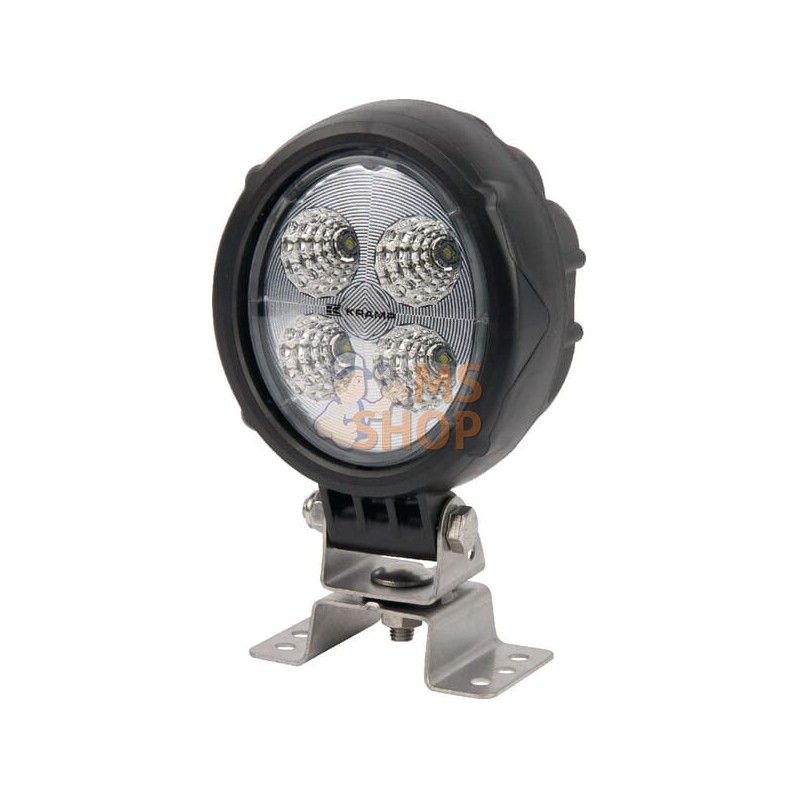 Phare de travail LED rond 18W 1500lm, 10/30V, Ø 117mm faisceau large prise Deutch 6 LED Kramp | KRAMP Phare de travail LED rond 