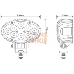 Phare de travail LED ovale 24W 1920lm  10-30V, blanc 130x53x78mm prise Deutsch 8 LED Kramp | KRAMP Phare de travail LED ovale 24