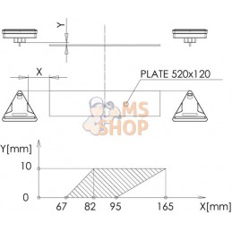 Feu arrière LED triangulaire droit, 12-24V, 163x144x38.8mm, 5 fiches, Kramp | KRAMP Feu arrière LED triangulaire droit, 12-24V, 