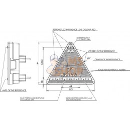 Feu arrière LED triangulaire droit, 12-24V, 163x144x38.8mm, 5 fiches, Kramp | KRAMP Feu arrière LED triangulaire droit, 12-24V, 