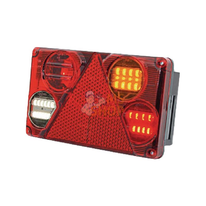 Feu arrière LED rectangulaire droit, 12-24V, 232x142x59mm 5 fiches, Kramp | KRAMP Feu arrière LED rectangulaire droit, 12-24V, 2