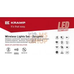 Jeu de lumières sans fil LED, carré, 12V, Li-ion, magnétique, 110x103x7-pin, Kramp | KRAMP Jeu de lumières sans fil LED, carré, 