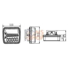 Jeu de lumières sans fil LED, carré, 12V, Li-ion, magnétique, 110x103x7-pin, Kramp | KRAMP Jeu de lumières sans fil LED, carré, 