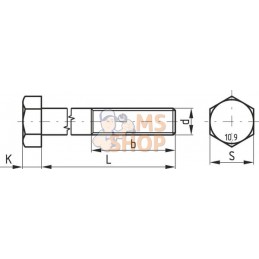 Boulon hexagonal pas fin partiellement fileté M14x1,5x50 10.9 zing | KRAMP Boulon hexagonal pas fin partiellement fileté M14x1,5