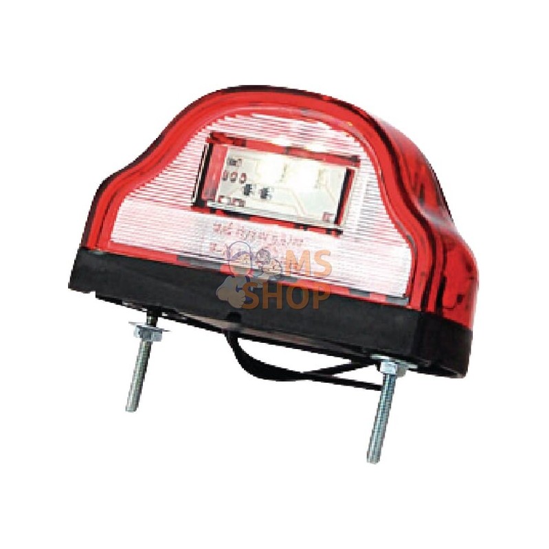 Éclairage de plaque d'immatriculation rouge LED, 12-24V, 101x58.5x59.6mm, Kramp | KRAMP Éclairage de plaque d'immatriculation ro