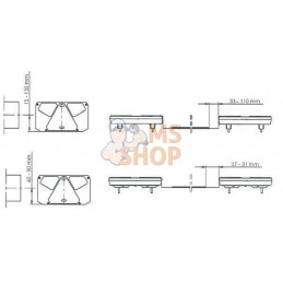 Feu arrière LED rectangulaire droit, 12-24V, 242x134x36.5mm,Kramp | KRAMP Feu arrière LED rectangulaire droit, 12-24V, 242x134x3