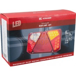 Feu arrière LED rectangle gauche 12-24V, 242x134x36.5mm, Kramp | KRAMP Feu arrière LED rectangle gauche 12-24V, 242x134x36.5mm, 