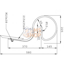 Dent à ressort 32x12x590mm droit avec pointe | KRAMP Dent à ressort 32x12x590mm droit avec pointe | KRAMPPR#565044