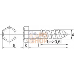 Vis à bois, Ø 8x80, hexagonal, acier inoxydable, tirefond | KRAMP Vis à bois, Ø 8x80, hexagonal, acier inoxydable, tirefond | KR