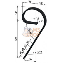 Dent à ressort 45x10x514mm sans pointe | KRAMP Dent à ressort 45x10x514mm sans pointe | KRAMPPR#706814