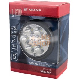 Phare de travail LED rond 29W 2500lm, 10/30V, Ø 117mm,très longue portée 6 LED Kramp | KRAMP Phare de travail LED rond 29W 2500l