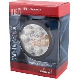 Phare de travail LED rond 29W 2500lm, 10/30V, Ø 117mm faisceau large 6 LED Kramp | KRAMP Phare de travail LED rond 29W 2500lm, 1