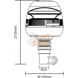 Gyrophare LED, 24W, 12-24V, ambre, montage sur poteau flexible, Ø 128mm x215mm, Kramp | KRAMP Gyrophare LED, 24W, 12-24V, ambre,