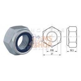 Ecrou hexagonal autobloquant à bague nylon DIN985 M18x2.50 Kramp | KRAMP Ecrou hexagonal autobloquant à bague nylon DIN985 M18x2