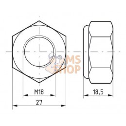 Ecrou hexagonal autobloquant à bague nylon DIN985 M18x2.50 Kramp | KRAMP Ecrou hexagonal autobloquant à bague nylon DIN985 M18x2