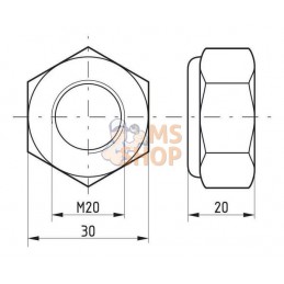 Ecrou hexagonal autobloquant à bague nylon DIN985 M20x1.50 Kramp | KRAMP Ecrou hexagonal autobloquant à bague nylon DIN985 M20x1