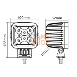 Phare de travail LED carré 42W 3780lm, 10/30V, 100x82x100mm, faisceau large, 6 LED Kramp | KRAMP Phare de travail LED carré 42W 