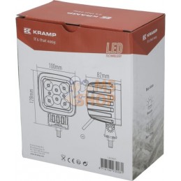 Phare de travail LED carré 42W 3780lm 10/30V, 100x très longue portée 6 LED Kramp | KRAMP Phare de travail LED carré 42W 3780lm 