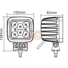 Phare de travail LED carré 42W 3780lm 10/30V, 100x très longue portée 6 LED Kramp | KRAMP Phare de travail LED carré 42W 3780lm 