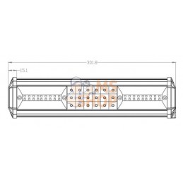 Barre lumineuse LED, 81W, 7290lm, rectangulaire, 12/24V, blanc, 304x57mm, manchon d'extrémité de câble, Combo, 54 LED's, Kramp |