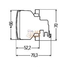 2SB009001387; HELLA; Feu arrière Ø66mm; pièce detachée