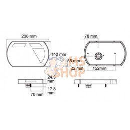 Feu arrière droit multifonction à LED, 12 V, 236x140x24,3 mm, Baïonnette 6 broches, Kramp | KRAMP Feu arrière droit multifonctio