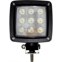 Phare de travail LED, 27 W, 2800 lm, carrée, blanche, 10/30 V, 100x100x81 mm, prise Deutsch, Wide flood, 9 LED Kramp | KRAMP Pha