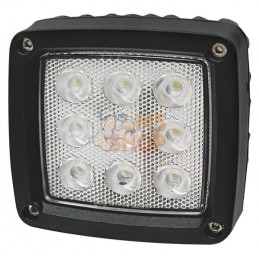 Phare de travail LED, 27 W, 2800 lm, carrée, blanche, 10/30 V, 100x100x81 mm, prise Deutsch, Wide flood, 9 LED Kramp | KRAMP Pha